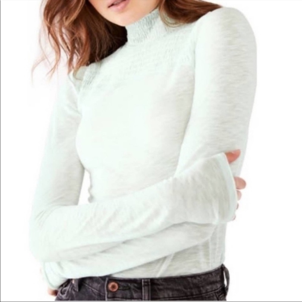 NWT Free People Caroline Smocked Turtleneck in Size XS